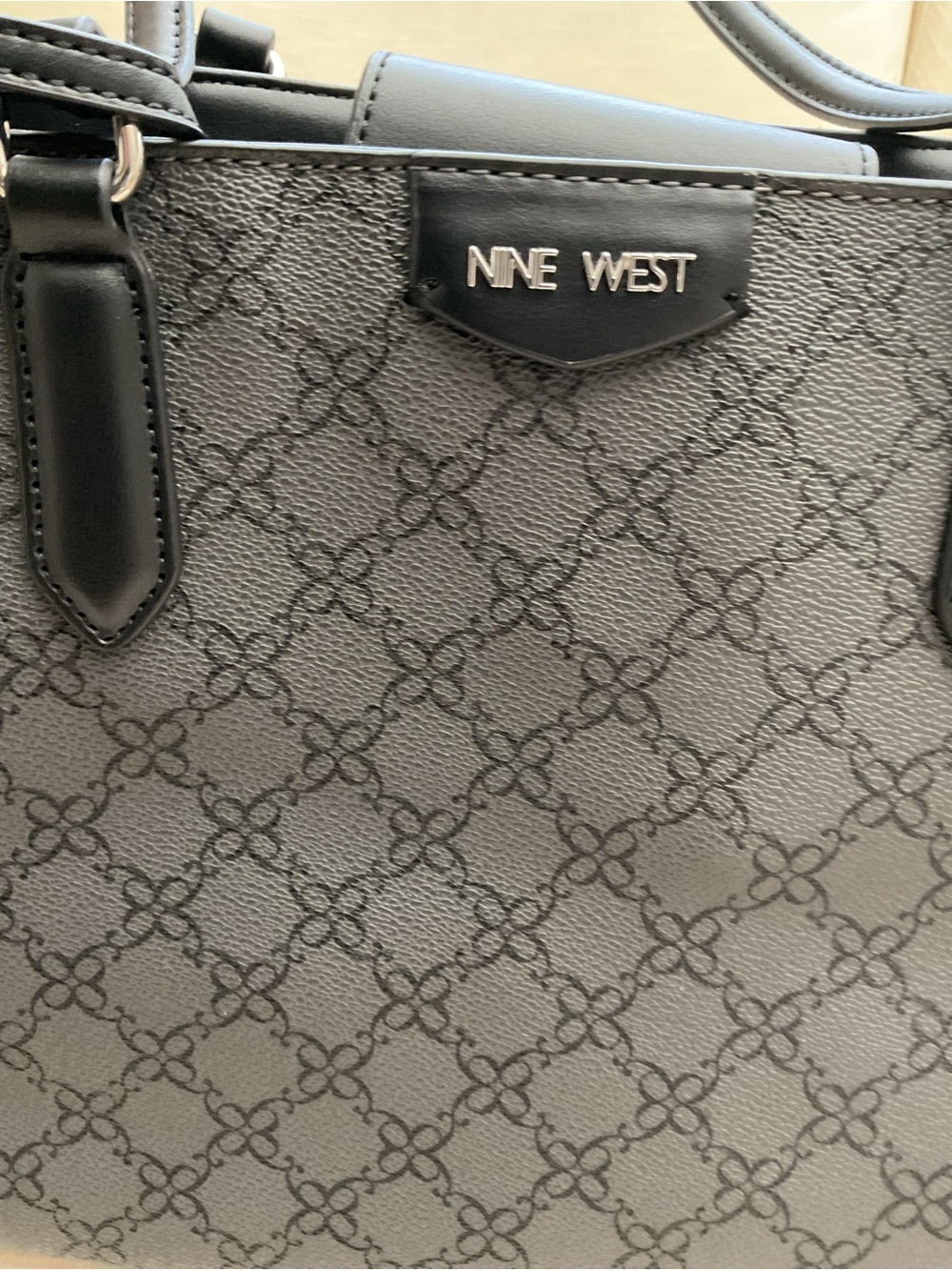Nine West Black Tote Bag - Everyday Structured Handbag - Picture 3 of 8